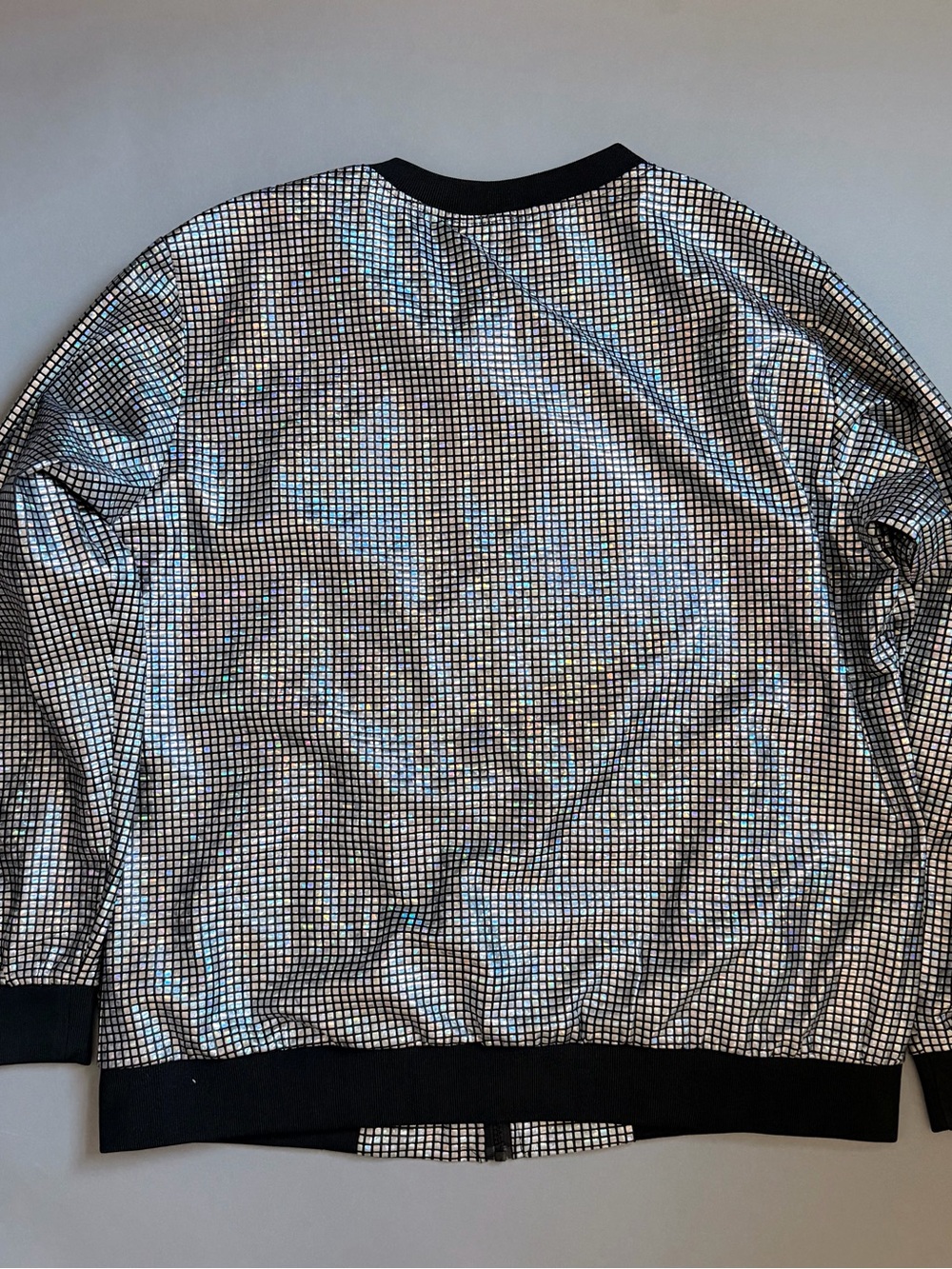 Coofandy Men's Metallic Silver & Black Mosaic Bomber Jacket - Picture 2 of 2